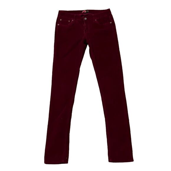 Burgundy Corduroy Spandex Blend Trousers - Picture 6 of 10